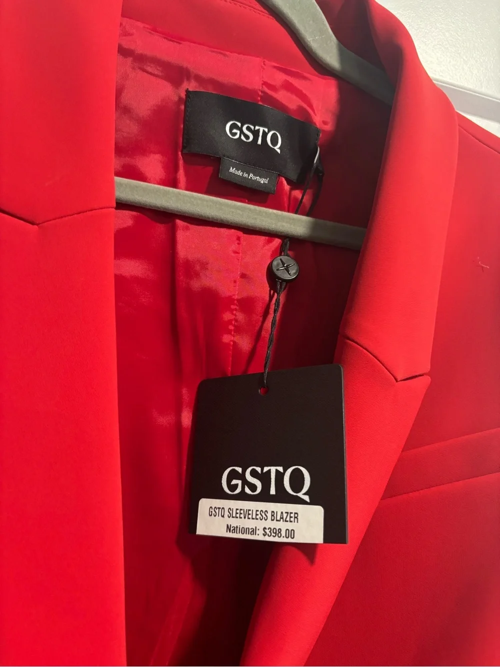 NWT GSTQ Women's Red Sleeveless Long Blazer Vest - Picture 2 of 5